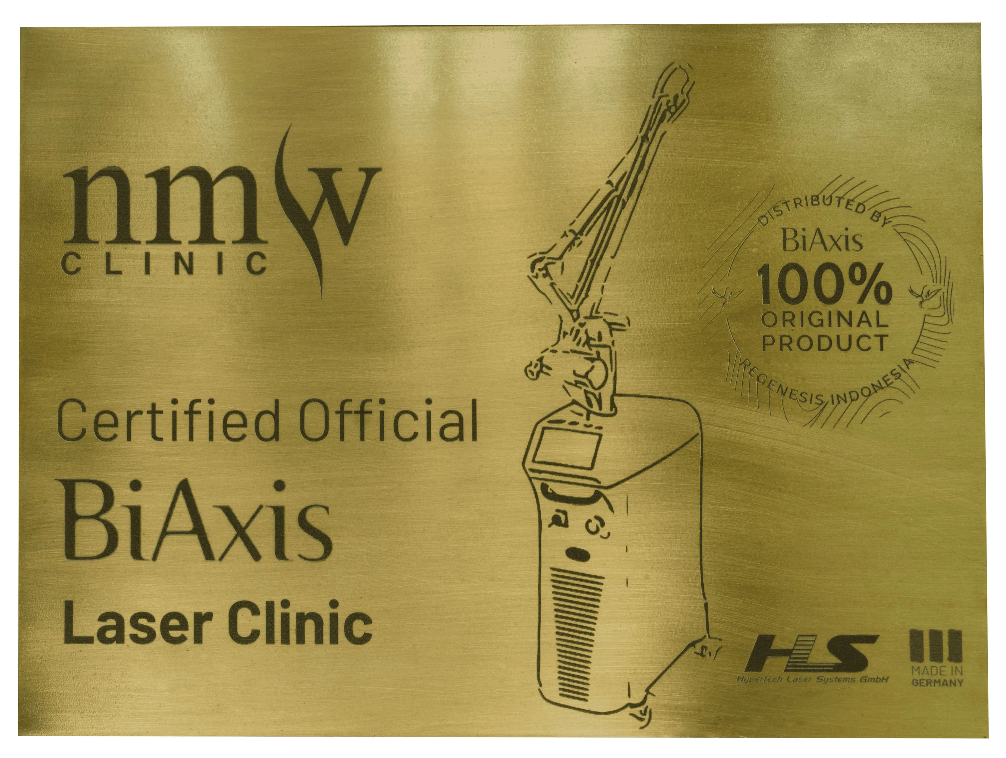 NMW Klinik dengan bangga menerima penghargaan sebagai Certified Official BiAxis Laser Clinic.